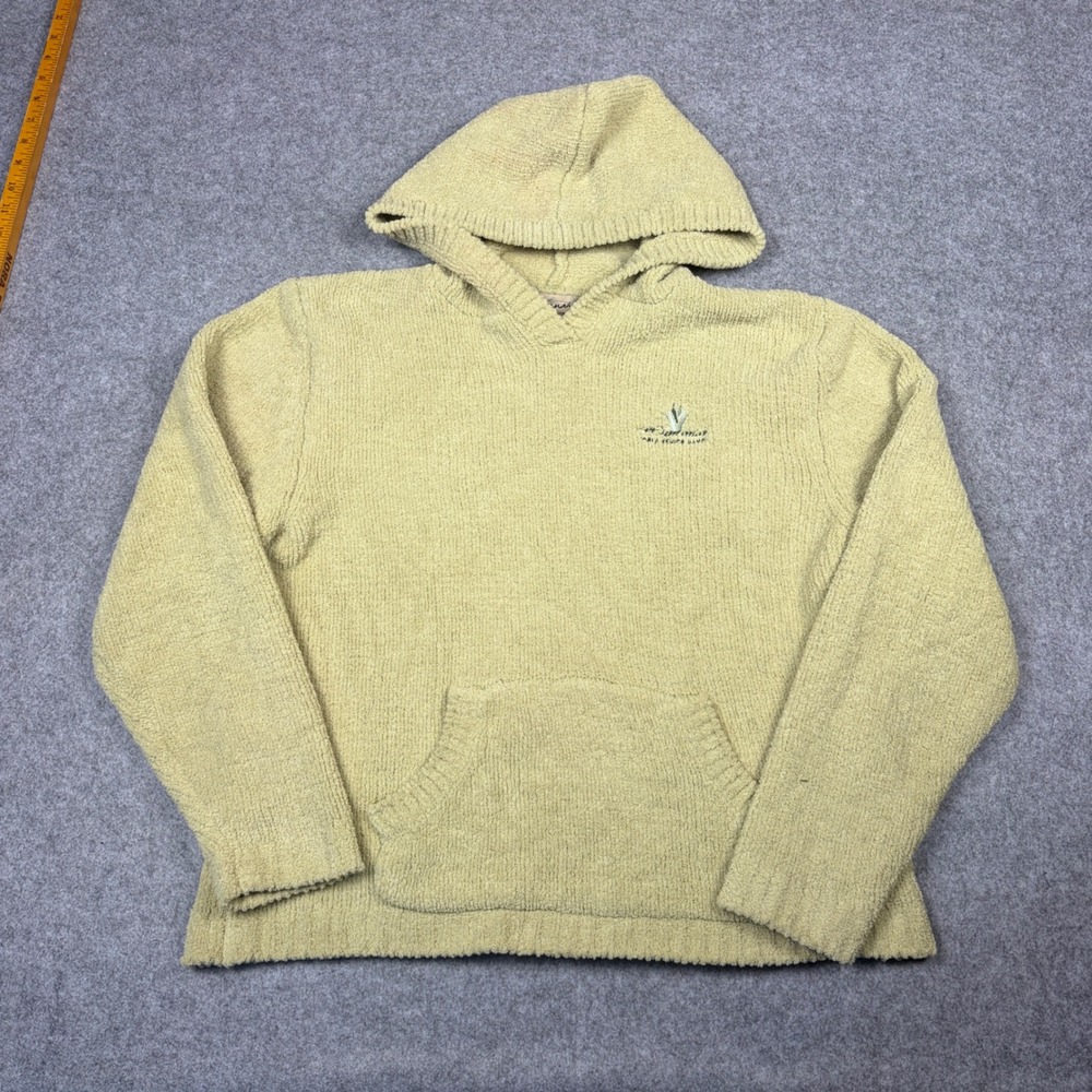 Savannah Chenille Knit Hoodie XL Pale Yellow Textured Pullover Kangaroo Pocket
